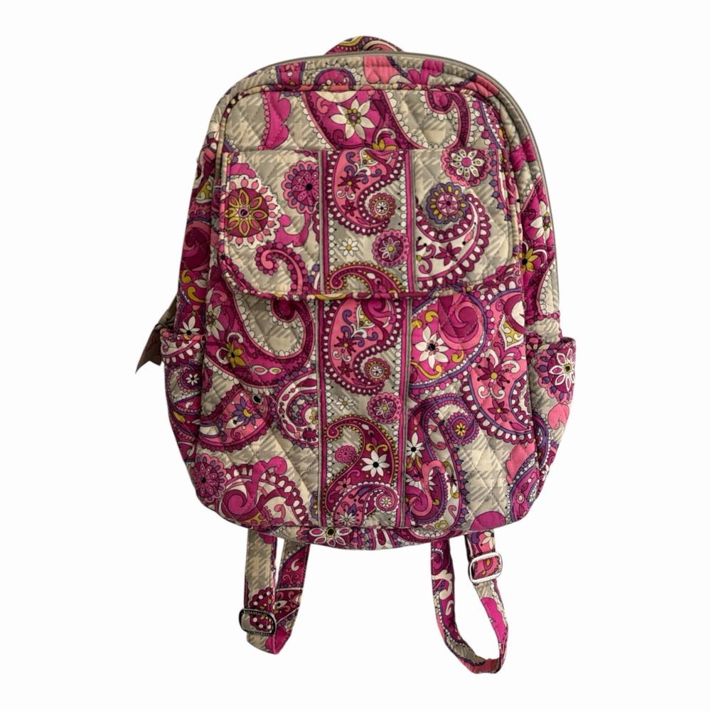 Vera Bradley Plum Crazy Small Backpack Quilted Cotton Pink Purple Paisley Purse